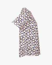 Rabe - Top - ronde hals - jersey - Dessin met blue, choco beige en off-white