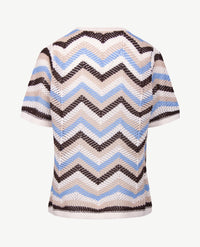 Rabe - Lichte pullover - Dessin met choco, blue, beige en off-white