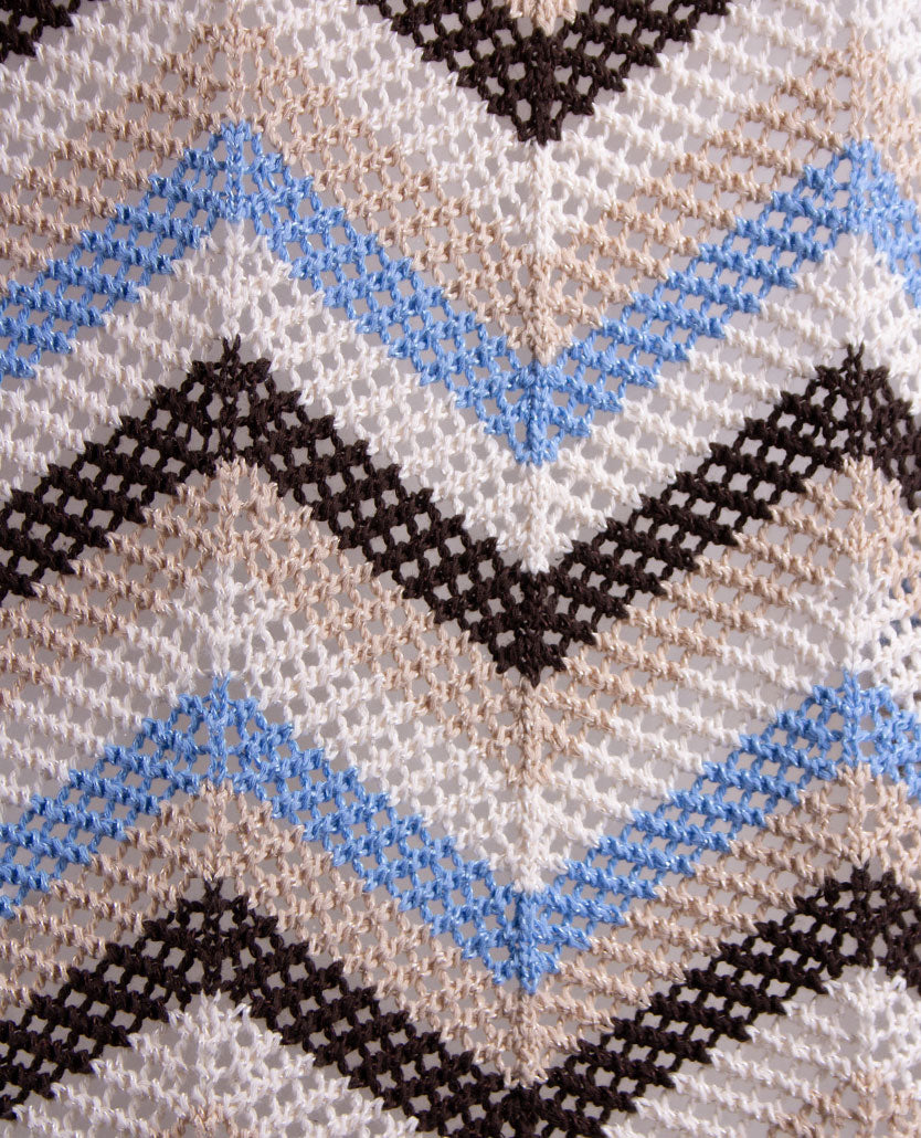 Rabe - Lichte pullover - Dessin met choco, blue, beige en off-white