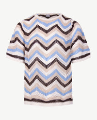 Rabe - Lichte pullover - Dessin met choco, blue, beige en off-white