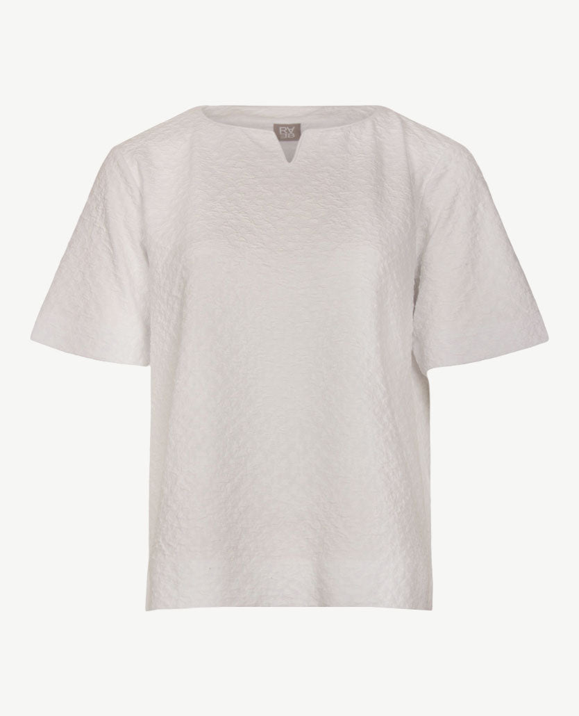 Rabe - Top - Ronde v-hals - jersey met structuurtje - Wit