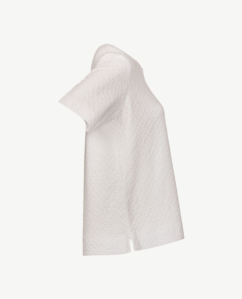 Rabe - Top - Ronde v-hals - jersey met structuurtje - Wit