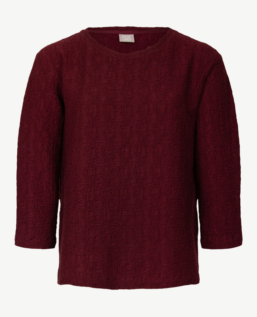 Rabe - Top - ronde hals - wrinkle smock - Merlot