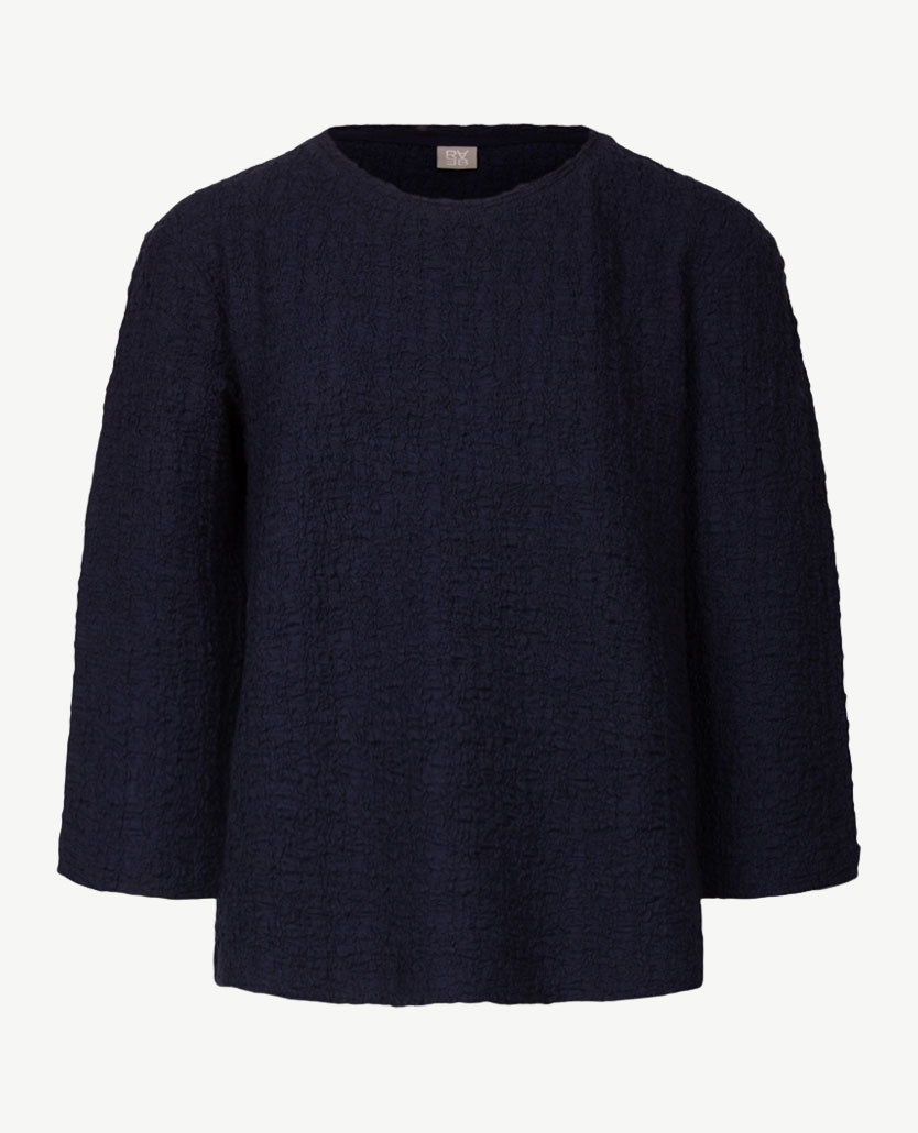 Rabe - Damestop - ronde hals - wrinkle smock - Navy