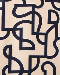Rabe - Damestop - ronde hals - jersey - Dessin met beige met navy en wit