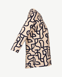 Rabe - Damestop - ronde hals - jersey - Dessin met beige met navy en wit