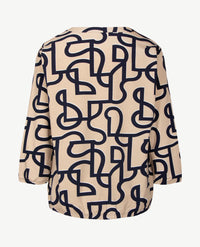 Rabe - Blouson dames - ronde hals - jersey - Dessin beige met navy en wit