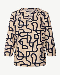 Rabe - Blouson dames - ronde hals - jersey - Dessin beige met navy en wit