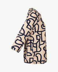 Rabe - Blouson dames - ronde hals - jersey - Dessin beige met navy en wit