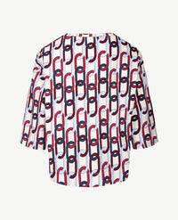 Rabe - Damestop - ronde hals - jersey - Dessin met cream, blue en merlot