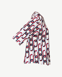 Rabe - Damestop - ronde hals - jersey - Dessin met cream, blue en merlot