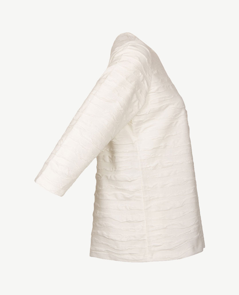 Rabe - Damestop - ronde hals - reliëf - Off-white