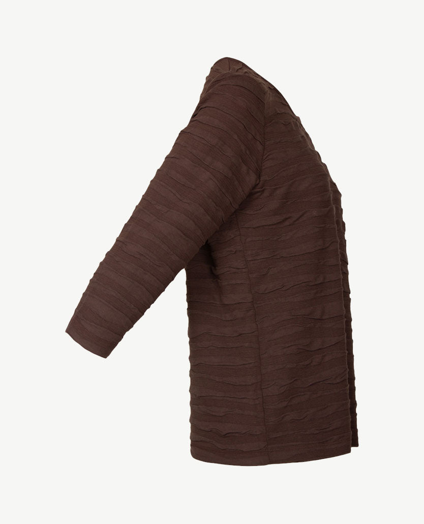 Rabe - Damestop - ronde hals - reliëf - Choco
