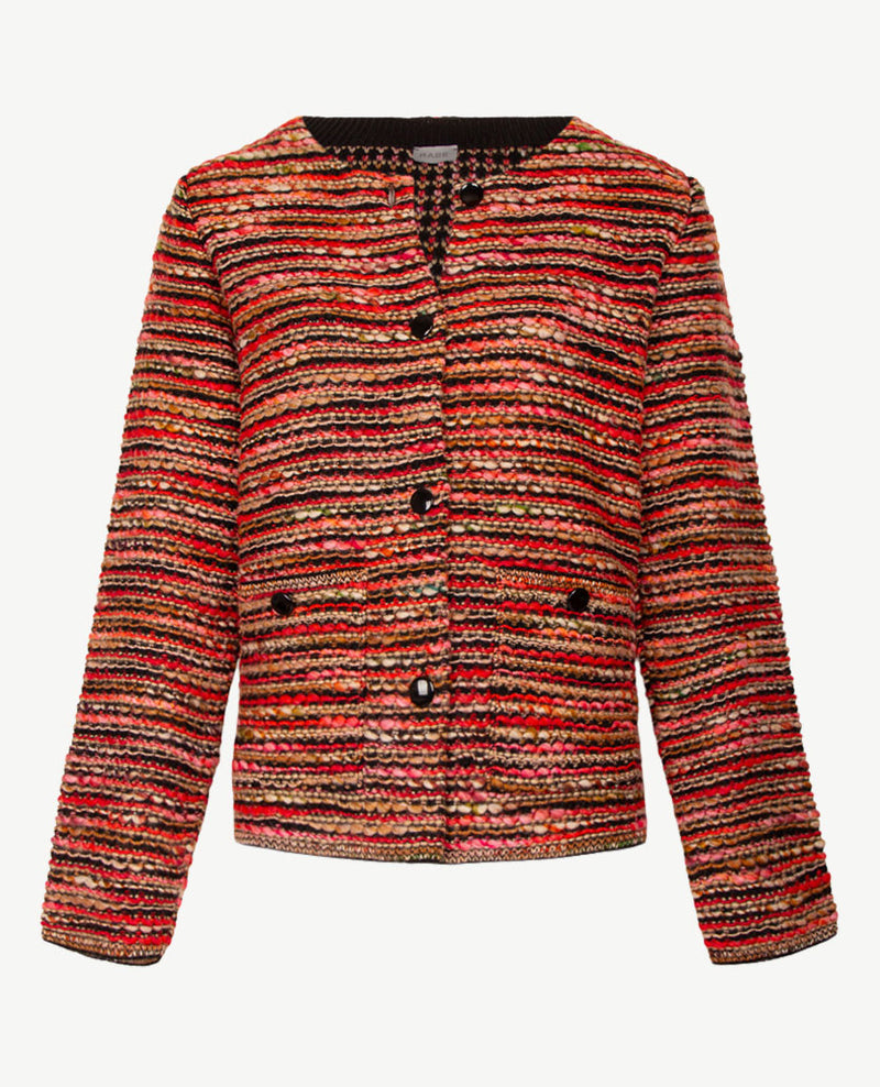 Rabe - Vest  met zakken - Bouclé orange, beige en chocolate