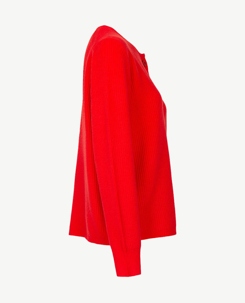 Rabe - Damesvest ronde hals - Chili rood