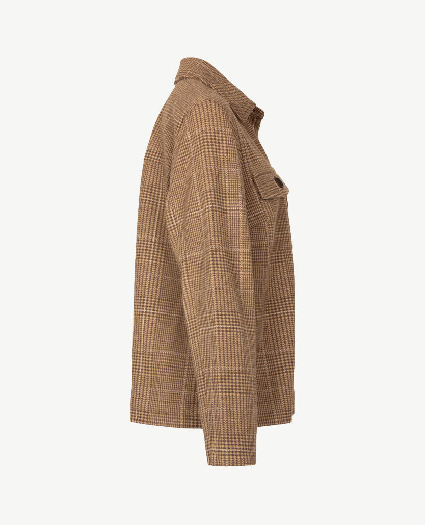 Rabe - Vestjasje voor dames met zakken - Ruitje Choco met beige en taupe