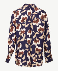 Seidensticker - Blouse - Bloem in beige, navy en bruin