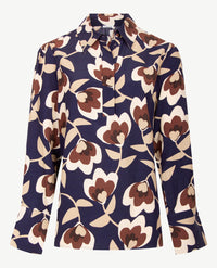 Seidensticker - Blouse - Bloem in beige, navy en bruin