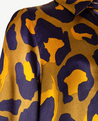 Seidensticker - Blouse - Satijnzijde - Navy, geel en khaki brons