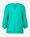 Seidensticker - Blouse - Ronde v-hals - Satijnlook - Groen