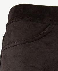 Toni - Alice - Instapbroek dames met elastische band - faux suèdine - Normale lengte - Zwart