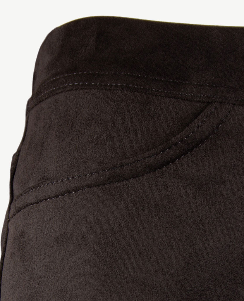 Toni - Alice - Instapbroek dames met elastische band - faux suèdine - Normale lengte - Zwart