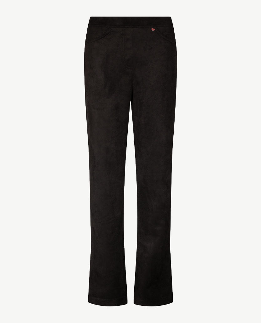 Toni - Alice - Instapbroek dames met elastische band - faux suèdine - Normale lengte - Zwart