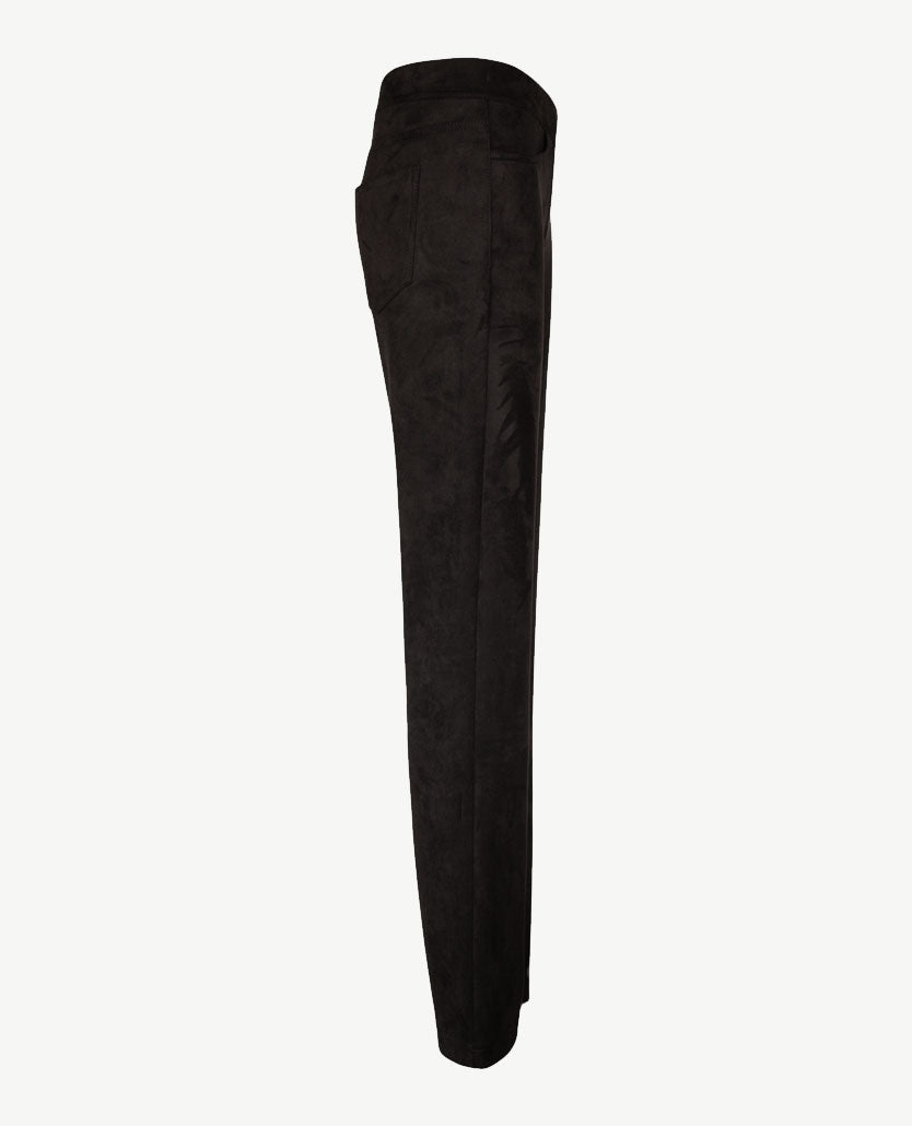 Toni - Alice - Instapbroek dames met elastische band - faux suèdine - Normale lengte - Zwart