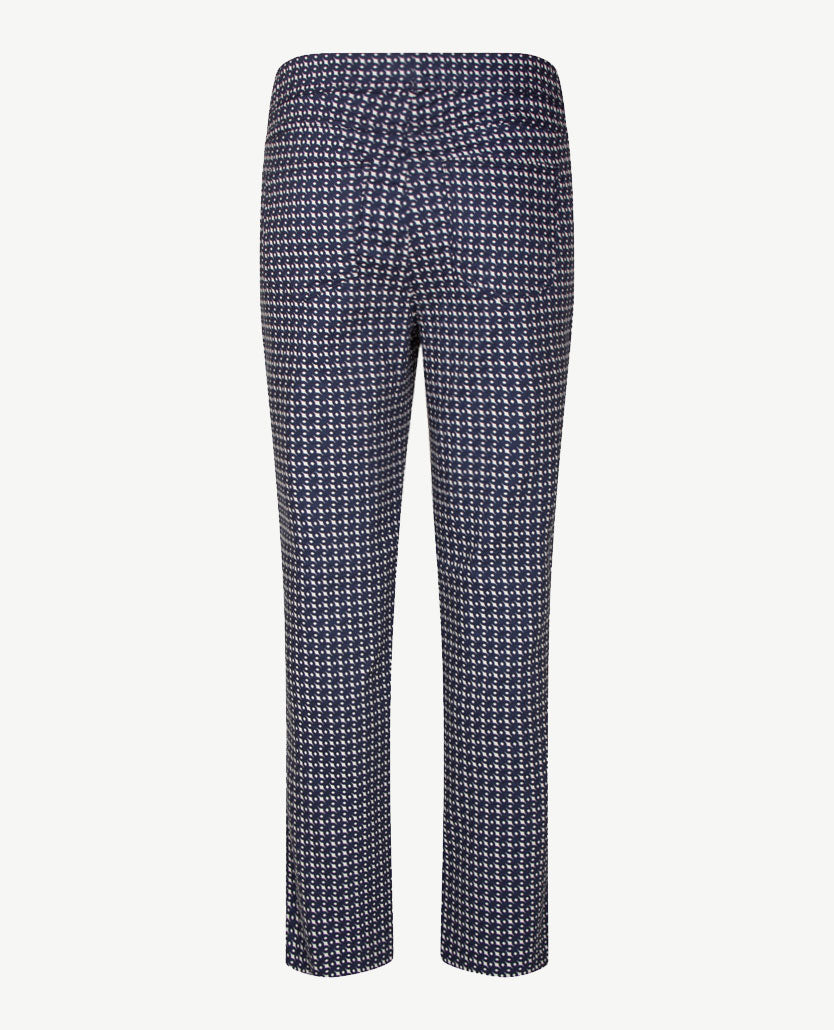 Toni Alice zip - Elastiek rondom - Travel katoen - Korte lengte - Dessin navy met wit