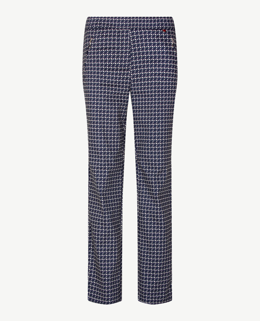 Toni Alice zip - Elastiek rondom - Travel katoen - Korte lengte - Dessin navy met wit