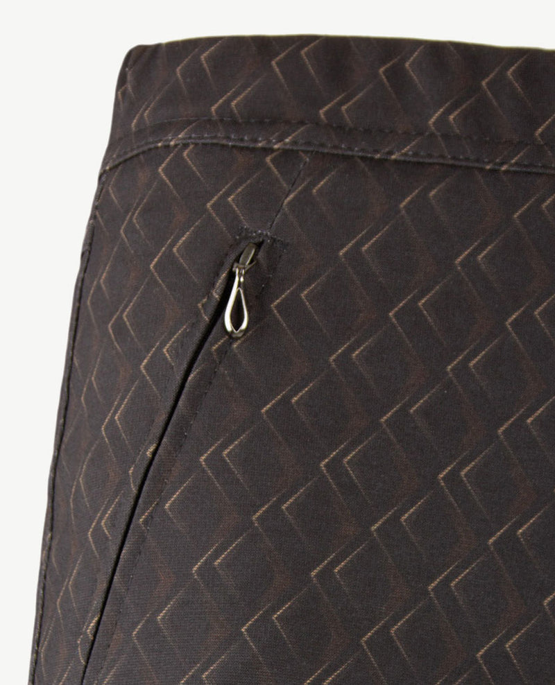 Toni - Alice zip - Elastiek rondom - Traveljersey - Normale lengte - Dessin zwart, camel en choco