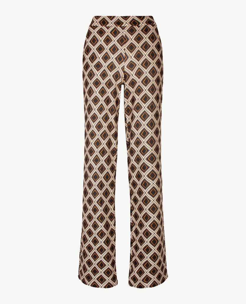 Toni - Elastiek rondom - Jenny Wide Leg - Jersey - Normale lengte - Dessin met beige, blue en zwart