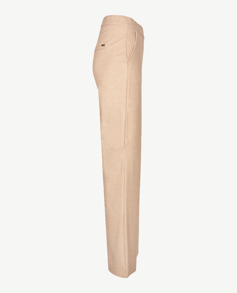 Toni - Elastiek rondom - Jenny Wide Leg - Jersey - Normale lengte - Mêlée - Beige