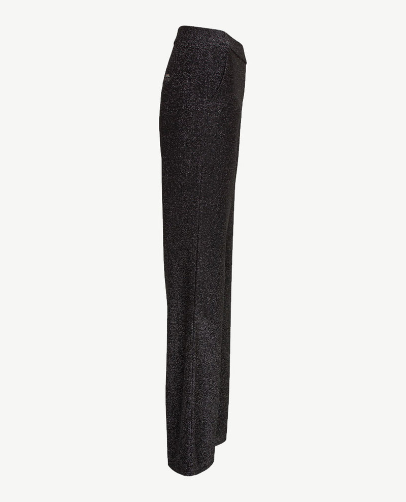 Toni - Elastiek rondom - Jenny Wide Leg - Lurex glitter jersey - Normale lengte - Zwart en zilver