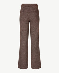 Toni - Jenny Wide Leg - Instapbroek dames met elastische band - Jersey - Normale lengte - Tweed Mêlée - Choc met grijzen en zwart