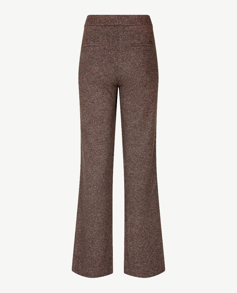 Toni - Jenny Wide Leg - Instapbroek dames met elastische band - Jersey - Normale lengte - Tweed Mêlée - Choc met grijzen en zwart