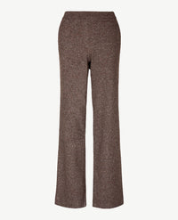 Toni - Jenny Wide Leg - Instapbroek dames met elastische band - Jersey - Normale lengte - Tweed Mêlée - Choc met grijzen en zwart