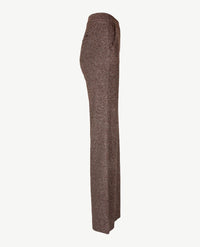 Toni - Jenny Wide Leg - Instapbroek dames met elastische band - Jersey - Normale lengte - Tweed Mêlée - Choc met grijzen en zwart