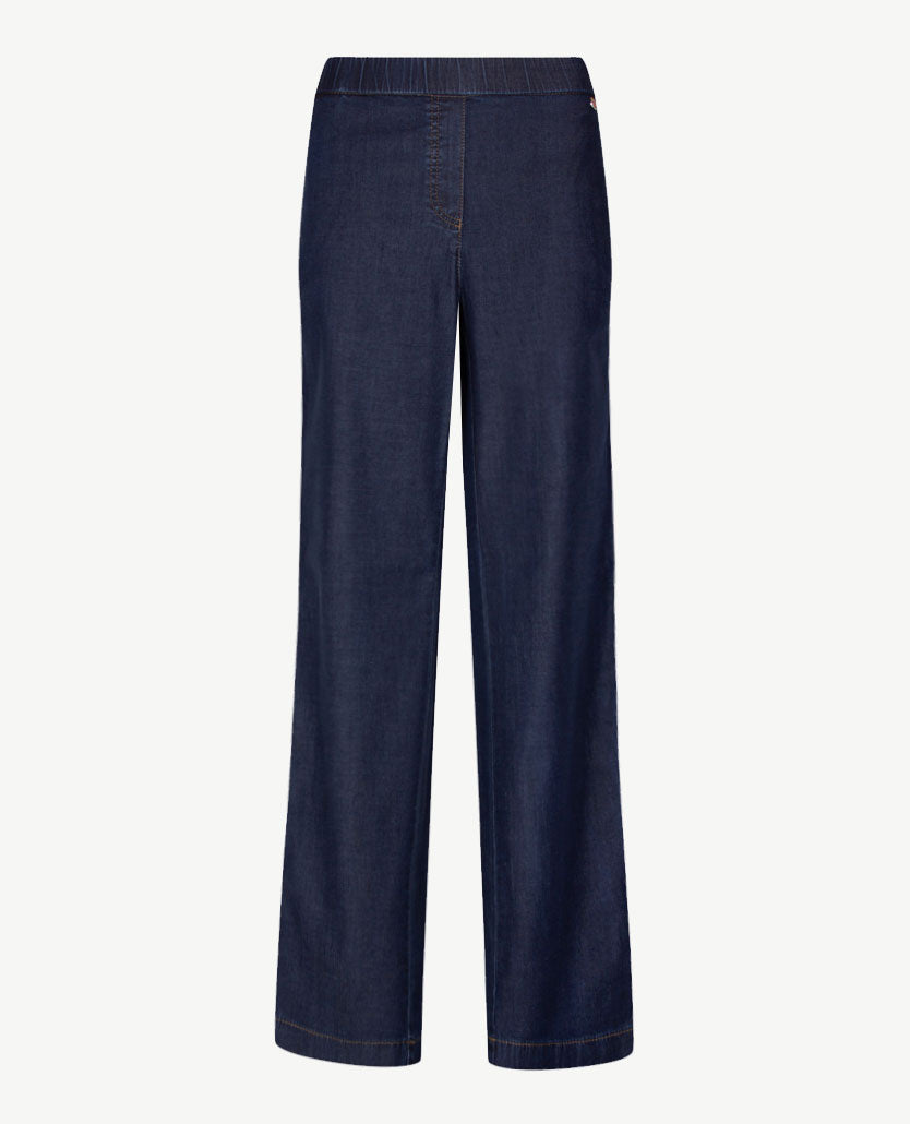 Toni - Elastiek rondom - Scarlet Wide - Jeans - Korte beenlengte - Mid blue