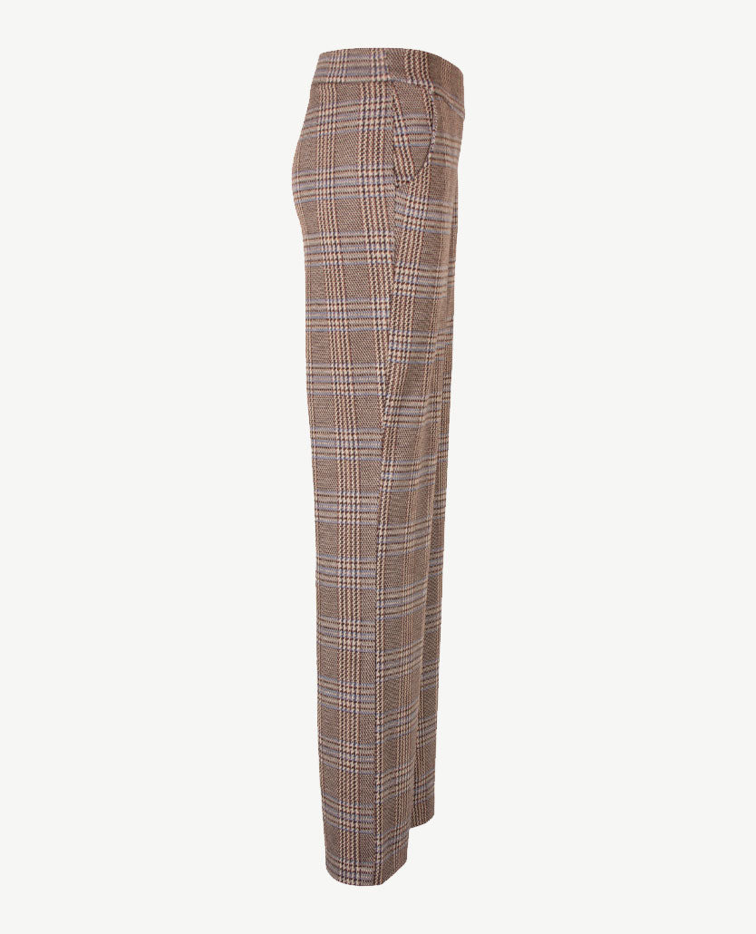 Toni - Elastiek rondom - Scarlet Wide - Jersey - Normale beenlengte - Ruit beige, blue, grijs  en choco