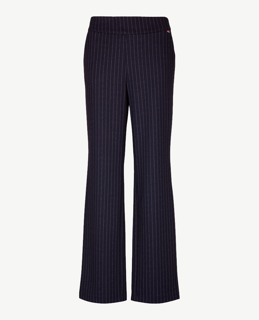 Toni - Scarlet Wide - Instapbroek dames met elastische band - Jersey - Streep navy