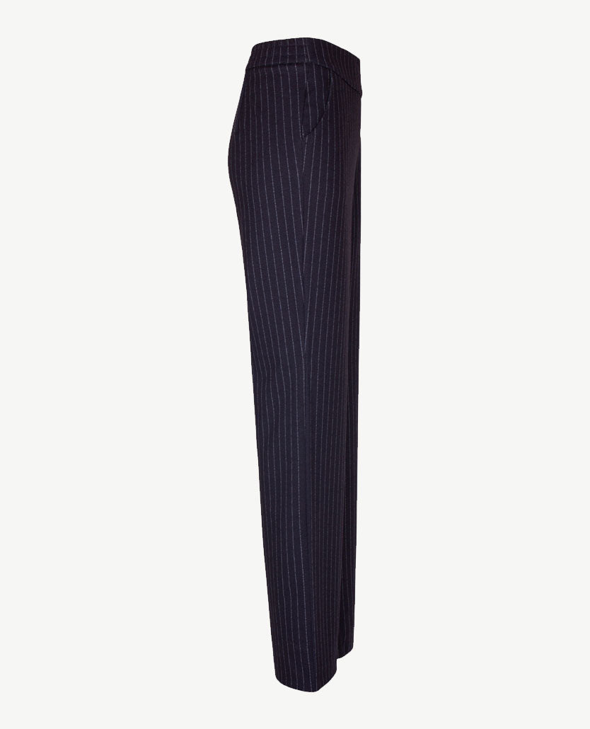 Toni - Scarlet Wide - Instapbroek dames met elastische band - Jersey - Streep navy