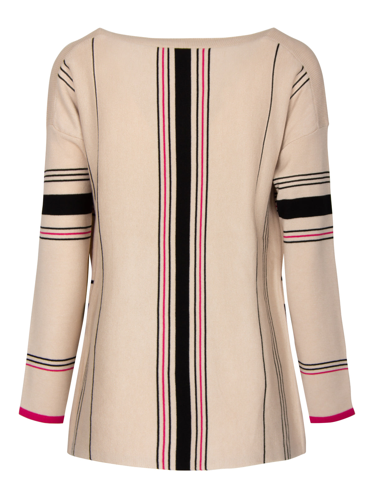 LeComte pullover mer ronde boothals beige, marin en pink bij DRESSYOURPARENTS kleding voor ouderen