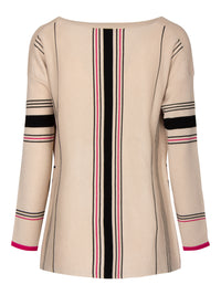 LeComte pullover mer ronde boothals beige, marin en pink bij DRESSYOURPARENTS kleding voor ouderen