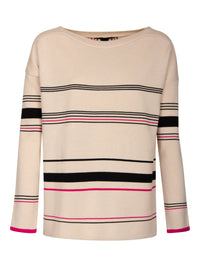 LeComte pullover mer ronde boothals beige, marin en pink bij DRESSYOURPARENTS kleding voor ouderen
